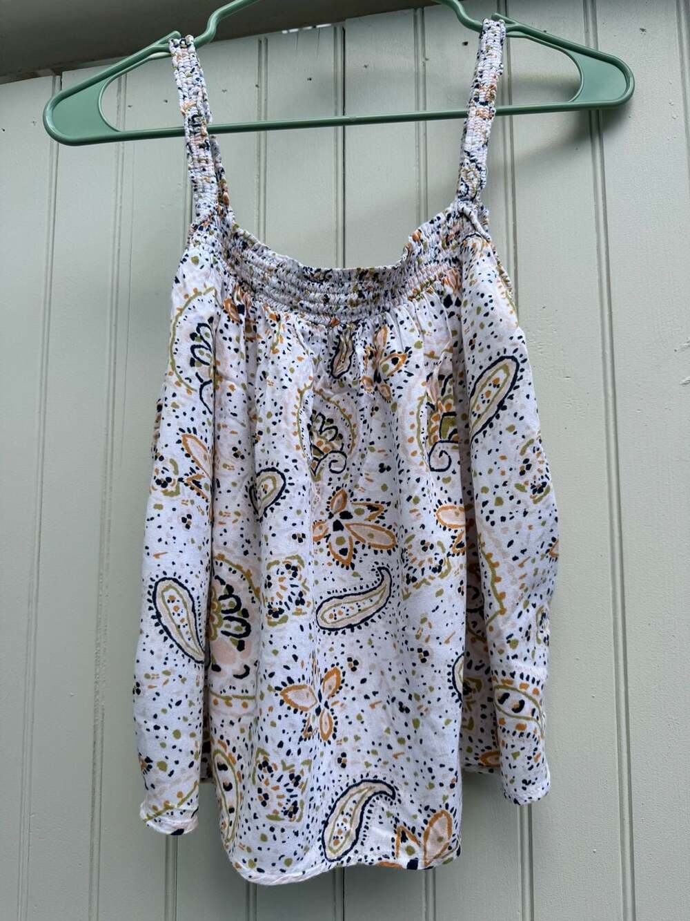 Patrons of Peace Size M Paisley Print Smocked Tank Top